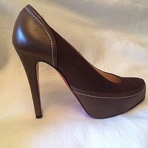 CHRISTIAN LOUBOUTIN 120 SUEDE LEATHER PUMP TAN